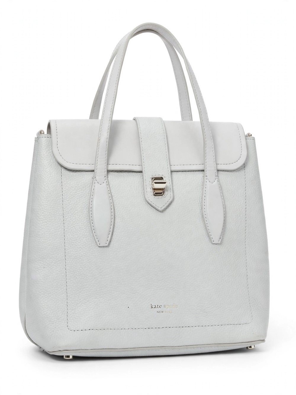 kate spade White Leather Satchel with Top Handles and crossbody strap